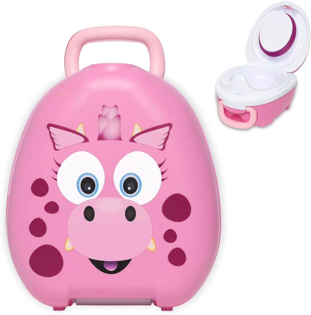 My Carry Potty - galardonado asiento de inodoro portátil para bebés, niños y niñas para llevar a cualquier lugar (Dragón Rosa)