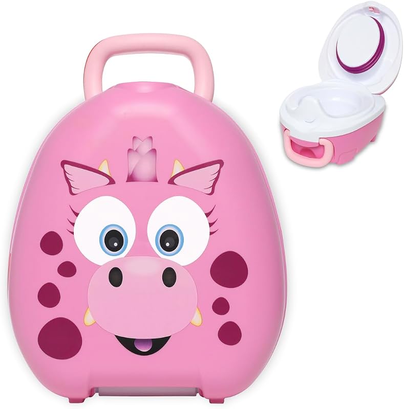My Carry Potty - galardonado asiento de inodoro portátil para bebés, niños y niñas para llevar a cualquier lugar (Dragón Rosa)