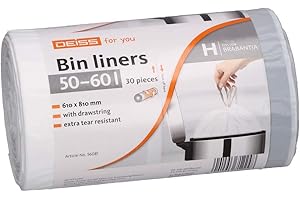 DEISS Lot de 30 sacs poubelle 50 à 60 litres pour poubelle tactile Brabantia (taille H)