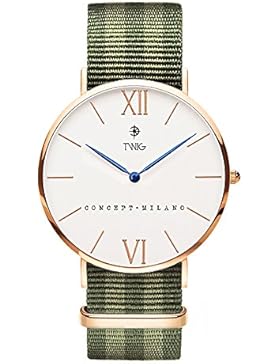 Armbanduhr TWIG Haring Military Edition Gold Rose/Weiß Army Jahrgang Klassisch