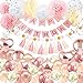 Produktbild Geburtstag Dekorationen Ballon Banner - Rose Gold Happy Birthday Dekoration, Happy Birthday Banner, 16. 18. 21. 30. 50. 60. Geburtstag Ballons Geburtstag Party Dekoration für Frauen Mädchen