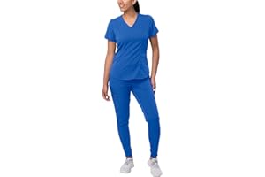 ADAR UNIFORMS Adar Pro Modern Athletic Scrub Set for Women - Modern V-Neck Scrub Top & Yoga Jogger Scrub Pants