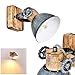 Produktbild Wandleuchte Orny, verstellbare Wandlampe aus Metall/Holz in Grau/Weiß/Braun, 1-flammig, 1 x E27 Fassung max. 60 Watt, Wandspot im Retro/Vintage Design, für LED Leuchtmittel geeignet