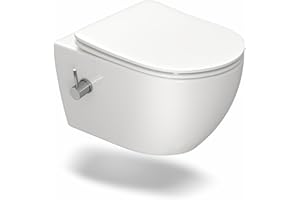 TEAL HOME WC con ugello integrato, WC sospeso con funzione bidet, WC con rivestimento nano-rivestimento, WC con rubinetto, sedile WC con abbassamento automatico, 53 x 36 x 35 cm
