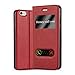 Produktbild Cadorabo Hülle für Apple iPhone 6 / iPhone 6S - Hülle in Safran ROT – Handyhülle im Standfunktion und 2 Fenstern (View Design) - Case Cover Schutzhülle Etui Tasche Book Klapp Style