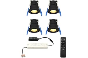 HOFTRONIC - 4x 12V Milano Mini spot LED encastrable - Noir 3W IP65 étanche 2700K blanc chaud de plafond encastrable aluminium idéal pour toit de terrasse, salle de bain, douche - Avec transformateur