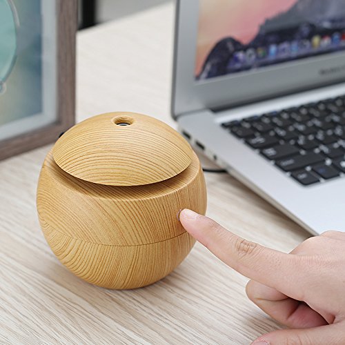 EgoEra® 130ml Ultraschall ätherisches öl Aroma Diffusor Luftbefeuchter, Holz Korn Aromatherapie Diffusor Maschine, Luftbefeuchter Luftreiniger mit 6 Farben ändern LED Lichter, Wasserlos Automatische Abschaltung - 4