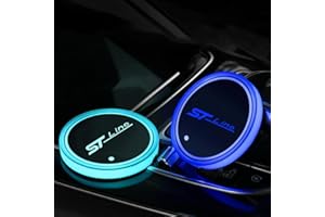 NURCIX 2 Pezzi Auto LED Luci Sottobicchieri,per ST Line portabicchieri Antiscivolo Tazza Tappetino,Ricaricabile USB Sottobicchiere
