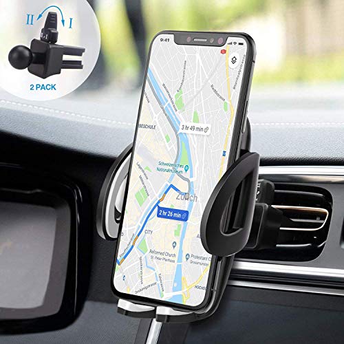 IZUKU Soporte Movil Coche Ventilación con [2 Clips de ventilación] Universal 360 Grados Rotación Porta Movil Coche para Rejillas del Aire de Coche