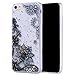 Produktbild Misstars Glitzer Hülle für iPhone 6S, Bling Pailletten Transparent Weich TPU Silikon mit Schwarz Blumen Malerei Muster Backcover Anti-Rutsch Kratzfeste Schutzhülle für Apple iPhone 6 / 6S (4,7")
