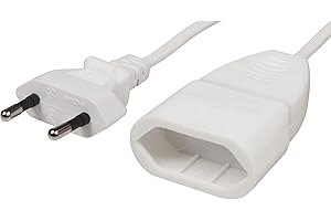 MC POWER - Netzkabel Verlängerungskabel 2 Meter | Verlängerung Eurostecker - Euro-Kupplung Typ-C Steckdosenverlängerung für PC Computer, Monitor, Lampen weiß