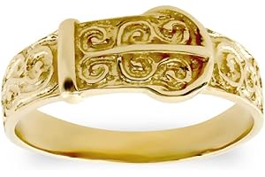 Jewelco London Kids Solid 9ct Yellow Gold Carved Buckle Baby Ring
