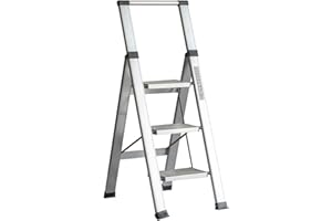 Homelux 710026 Escabeau Domestique Plat en Aluminium 3 marches