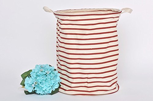 GreenForest® Fashion Cotton Linen Fabric Household Organizer Laundry Basket 13.78x17.72 Inches, Red strips