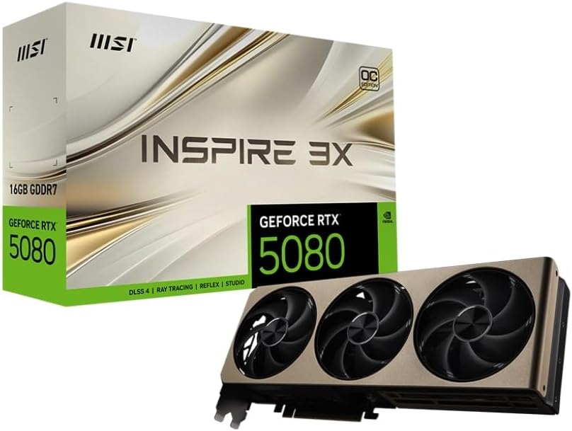 MSI GeForce RTX 5080 16G Inspire 3X OC — 16GB GDDR7 (30Gbps/256-bit), PCIe 5X 16, Boost: 2640 MHz, HDMI 2.1b, DisplayPort 2.1b - Görsel 4