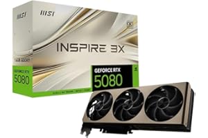 MSI GeForce RTX 5080 16G INSPIRE 3X OC Tarjeta gráfica, RTX 5080, 16GB GDDR7 (30Gbps/256-bit), PCIe 5.0 - Diseño térmico de triple ventilador (3 x ventilador STORMFORCE) - HDMI 2.1b, DisplayPort 2.1b