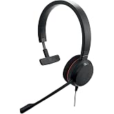 Jabra Evolve 20 Mono Headset - Pasif G&uuml;r&uuml;lt&uuml; &Ouml;nleyici VoIP Softphone i&ccedil;in Microsoft Sertifikalı Kulaklık - USB-C/A - Siyah