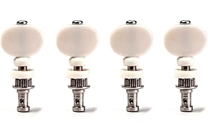 HEALLILY 4pcs Ukulele Tuning Pegs Pin Professional Machine Head Tuners Keys Button Instrument Replacement for String Guitar (Chromium White)