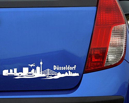 Autoaufkleber Düsseldorf Aufkleber Skyline in 8 Größen und 25 Farben (20×5,1cm schwarz) - 2