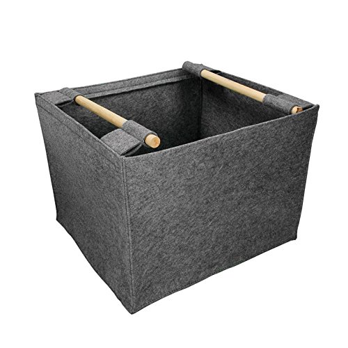 ECD Germany Feuerholzkorb Filz 45cm x 40cm x 40 cm LxBxH Holzkorb Kaminholzkorb Kaminholztasche - 2
