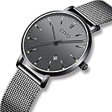 CIVO Herren Damen Uhren Unisex Ultra Dünne Minimalistische Wasserdicht Männer Uhren Elegant Luxus Geschäfts Beiläufig Uhr mit Schwarzes Milanese Mesh Uhrenarmband Analog Quarz Uhren (Schwarz/Damen)