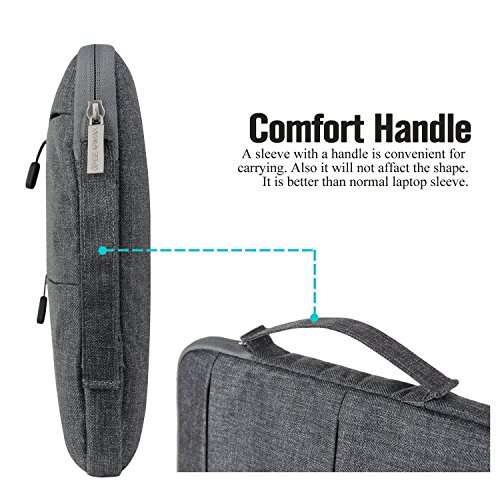 WIWU 13 Zoll Laptop Sleeve für MacBook Air 13,3 /MacBook Pro Retina 13,3/ Dell XPS 13/ Surface Pro 4 / Book Ultrabooks Hülle Tasche Multifunktionale Aktentasche mit Vordertaschen Leichte Nylon Schutzhülle ( Grau 13 Zoll) - 5