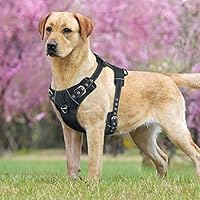 idepet verhindert Zerren Hundegeschirr Weste mit Griff, verstellbar Reflektierende Pet Hundegeschirr Weste Einfache Kontrolle für kleine medium Große Hunde Training Walking Wandern Schwarz
