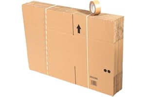 CARTON MARKET Lot de 20 cartons de déménagement 60x40x30cm avec adhésif kraft 50m offert