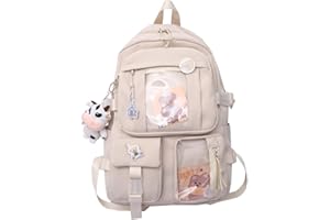 QOCO Kawaii Rucksack mit Kawaii-Anhänger und Zubehör Niedliche Schüler-Büchertasche Schöner Rucksack Reise Harajuku Schultasche für Teenager-Mädchen 44 * 31 * 14cm