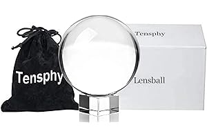Tensphy K9 Kristallkugel mit Ständer 80 mm / 3.15 Zoll Clear Art Decor K9 Kristall Prop für Fotografie Dekoration (3.15“/ 8CM) (2.4"/ 6CM)