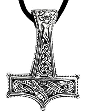 Anhänger Thors Hammer Flechtwerk Thorhammer Keltischer Schmuck aus 925er Silber mit Lederhalsband Schmucksäckchen...