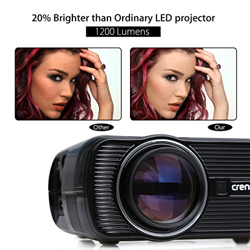 Crenova XPE460 Beamer 1200 Lumens 800*480 Auflösung Augenschutz inklusive HDMI Kabel – Schwarz - 2