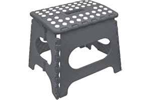 ADMOS Super Strong Folding Steps Stool - 11" Sturdy Enough to Hold 300 Lb - Lightweight Foldable Step up Stool for Adults and Kids Opens with one Flip for Kitchen, Living Room, Bathroom etc.(Grey)
