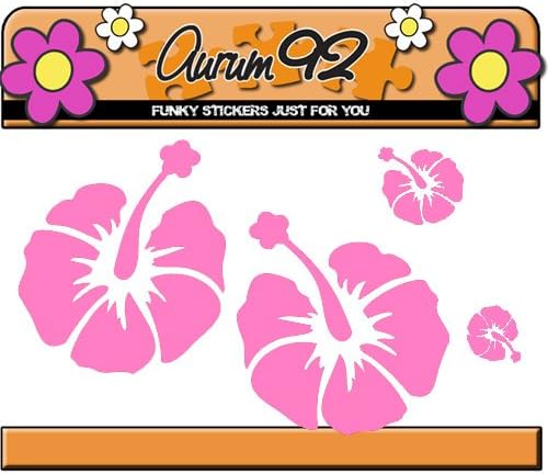 48 x Hibiscus Flower Stickers in Baby Pink - Car Sticker Set