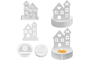 ‎FZQBEY Silikonformen Gießformen Häuser Kerzenhalter, Silikonform Haus mit Sockel Silikonform Kerzenhalter Gießform Haus Beton Gießform Gießformen Silikon Gießform Kerzenhalter für Teelichter