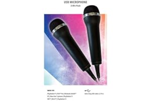 RAVENSCOURT Mikrofon Doppelpack für Karaoke Games (Lets Sing, Voice of Germany, SingStar etc.) für PlayStation (PS3, PS4, PS5), Nintendo (Switch, Wii), XBOX + PC