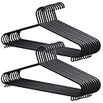 AMOS 20 X Plastic Clothes Hanger Garment Coat Dress Skirt Adult Size Hangers with Suit Trouser Bar & Lips (Black)