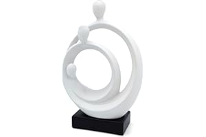 FEINKNICK Elegante Escultura « Familia » - Moderna Figura de cerámica de 34 cm - Decoración intemporal para el salón y para el Nacimiento - Estatua Decorativa en Blanco y Negro