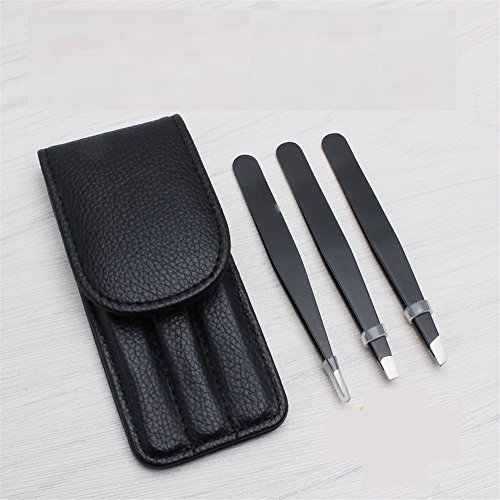 DDOQ Lot de 3 pinces à épiler professionnelles en acier inoxydable Noir