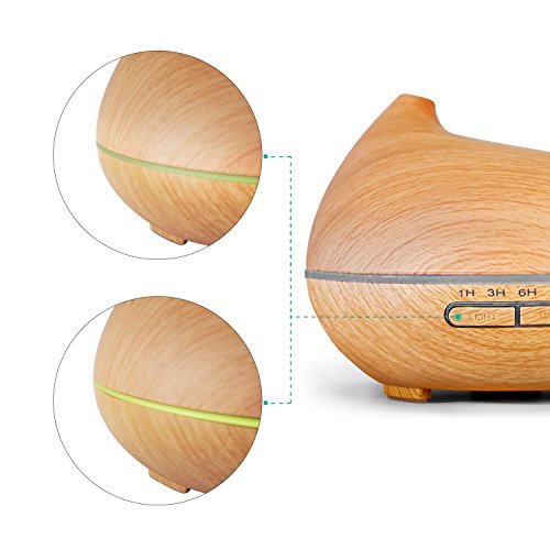 Aroma Diffuser, MaxTronic 300ML Ultraschall Öl Diffusor Holzmaserung Luftbefeuchter Duftzerstäuber Humidifier Aromatherapie Diffusors mit 7 Licht Farben LED, Automatische Ausschaltung und 4 Zeitsteuerung für Babies Kinderzimmer Haus, Wohnzimmer, Schlafzimmer, Büro, Yoga, Spa, Raum - 5