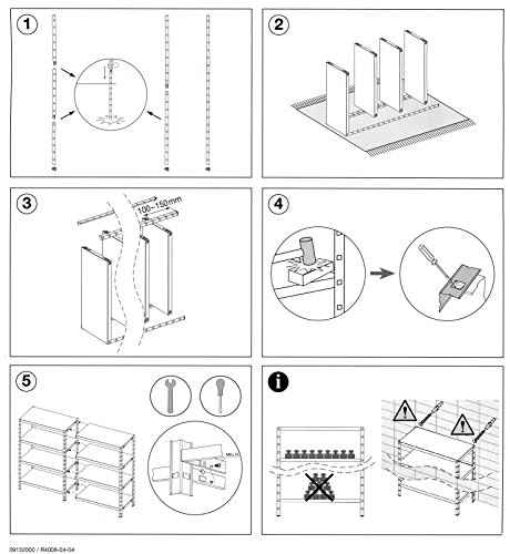 Regal Steckregal verzinkt Metall 137x75x30cm Regalsystem Steckregalsystem 4 Metall-Böden Traglast 200kg einfache Montage durch Stecksystem kein Verschrauben Schulte - 7