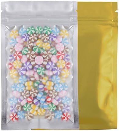 100 PCS New Flat Clear/Silver/Gold Resealable Zip Lock Bags 8.5x13cm (3.3x5.1) by QQ Studio Group