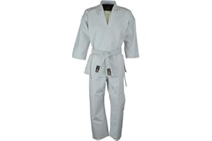Playwell Martial Arts Beginners Student 100% Cottons Karate White Uniform - NEW (Free White Belt)