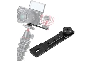 TOPIKY Extensión de Zapata Caliente Soporte de Montaje Trípode Montaje Dual Barra de extensión de Flash con Orificios de Rosca de 1/4 "para Sony A6400 A6300 para Canon M6 M50 Cámara sin Espejo