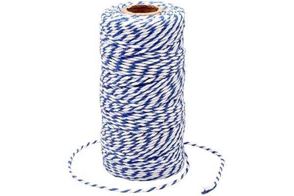 G2PLUS 100M Ficelle Coton Noël Ficelle Bleu Foncé et Blanc 2MM Ficelle Cadeau Decorative Cordes pour l'emballage de Cadeaux de Noël et Bricolage Artisanat