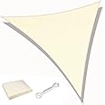 KAHEIGN Triangle Sun Shade Sail, 3m x 3m x 3m Waterproof 98% UV Block Sun Shade Canvas 180gsm Sunscreen Awning Canopy for Outdoor Garden Patio Yard Party (Cream)