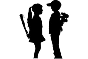 decorsfuk.co Banksy Boy und Girl | Art Wall Graffiti vinilo adhesivo | Urban Art Ventana, coche o portátil – Large – 26 x 22 cm