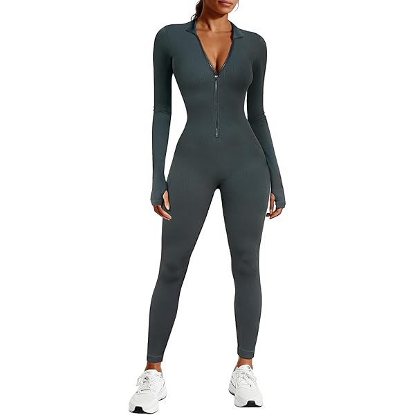 Speerise Jumpsuit, voor dames, pakje uit één stuk, bodycon, met hoge halslijn, ritssluiting, volledige lengte, voor volwassenen., Roze, M