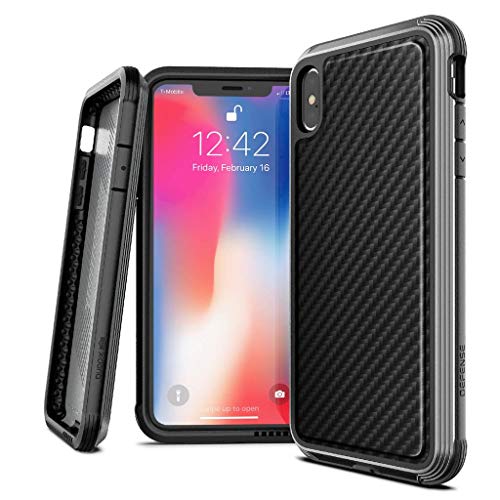 X-Doria Compatible 2018 iPhone XS & iPhone X, iPhone 5.8 Pulgadas Funda, Defense Lux Series, Grado Militar Drop Probado Desde 3m, Estuche Protector para Apple iPhone XS & iPhone X, Black Carbon