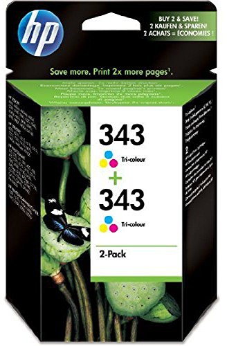 HP 343 Multipack Original Druckerpatronen (2x Farbe) für HP Deskjet, HP Officejet, HP Photosmart, HP PCS